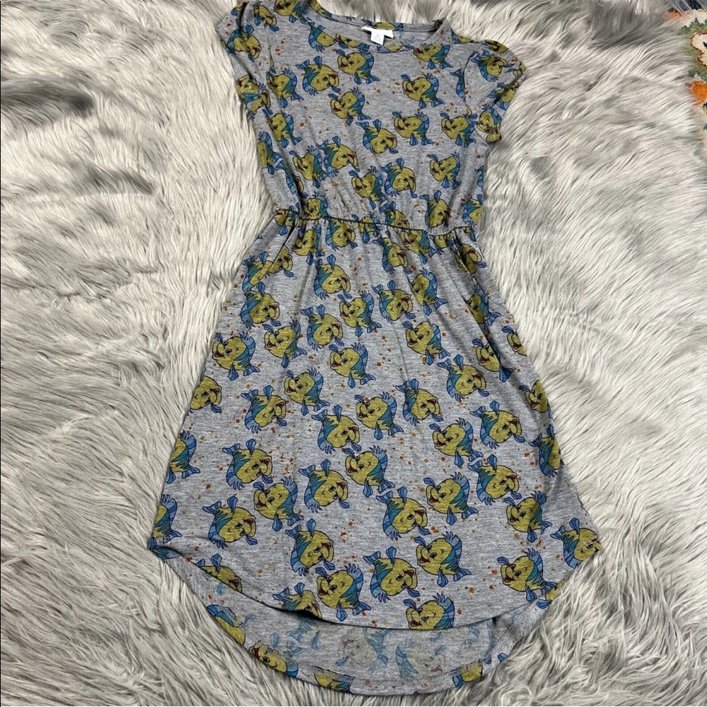 Lularoe Girls Mae Dress Disney Little Mermaid Flounder Size 10